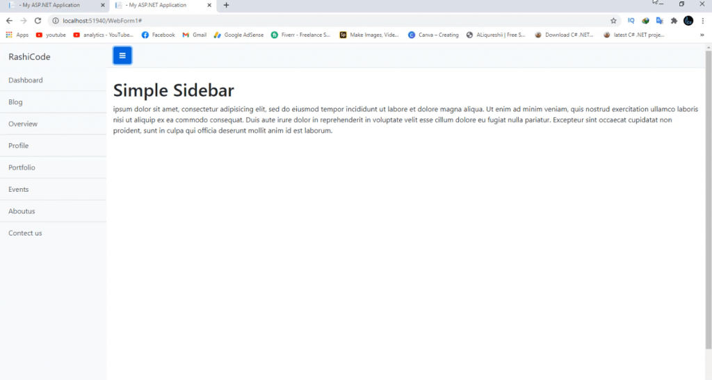 Create Navigation left menu
