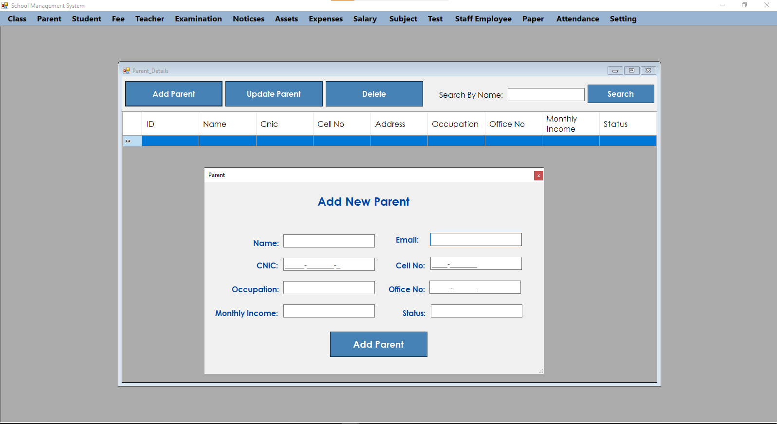 School Management System Project in C#.net - Rashi Code